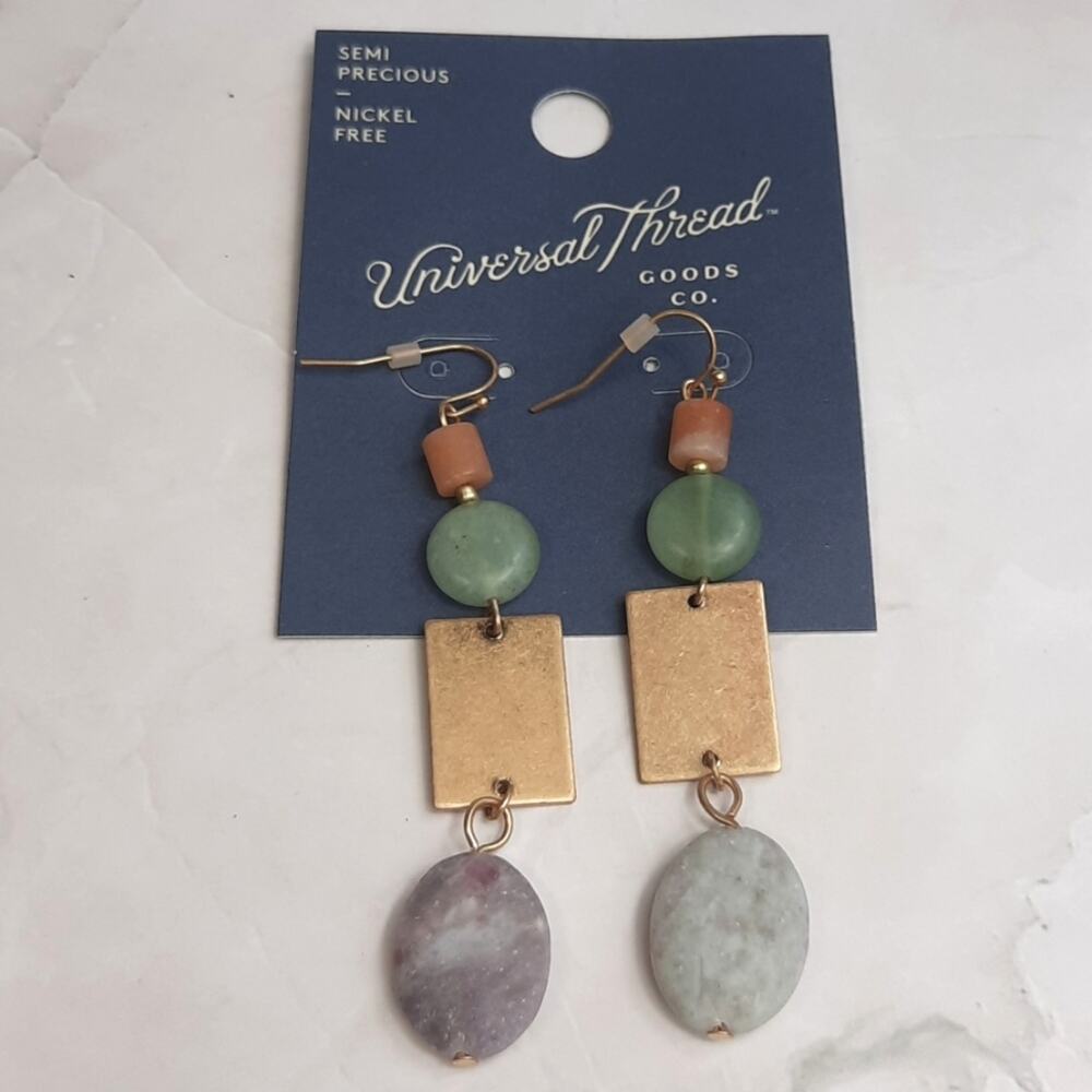 Universal Thread Stone & Metal Dangle Earrings